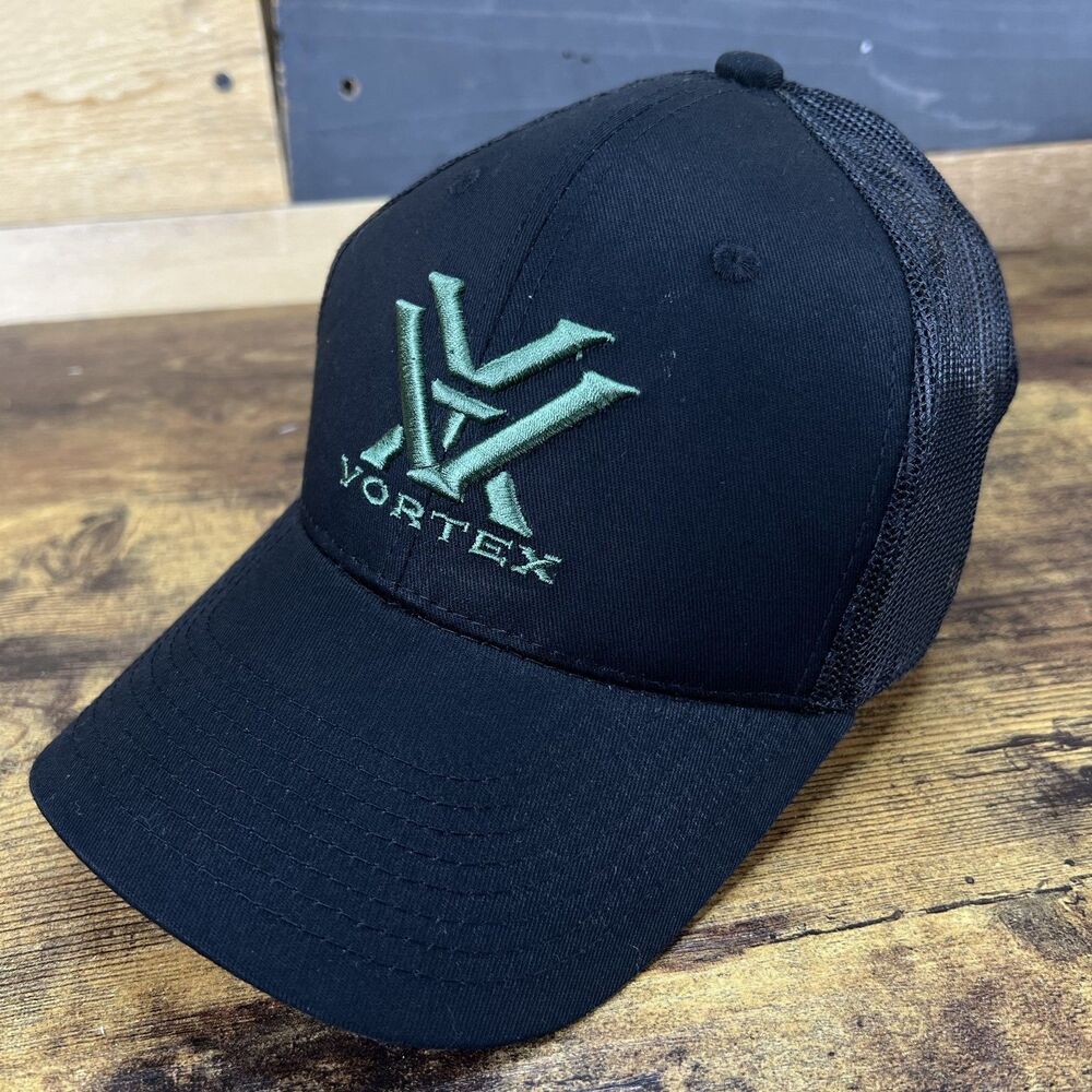 Vortex Trucker Mesh Black Embroidered Hat Baseball Cap